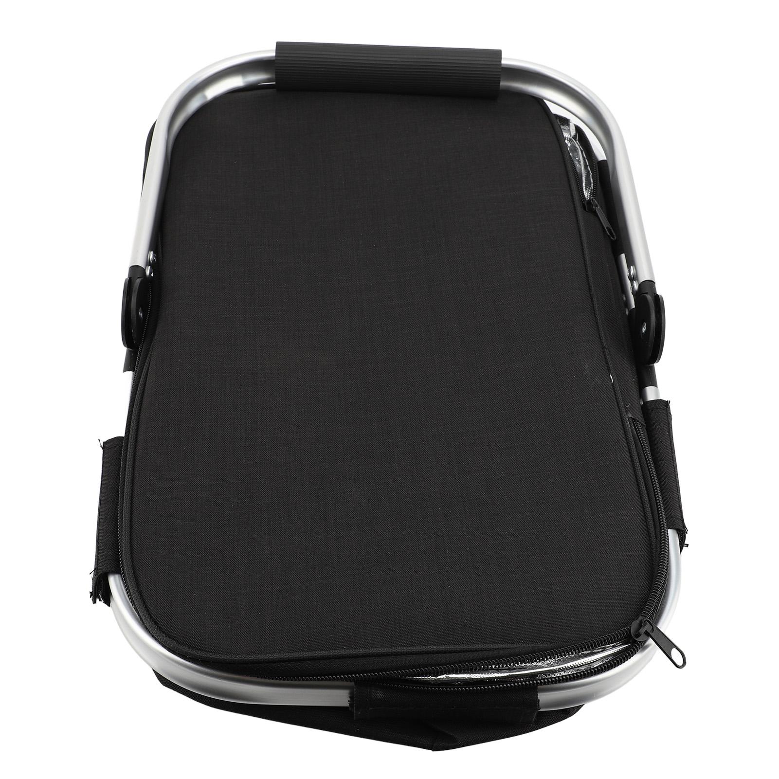 

Складная корзина для пикника Ручная переносная сумка для пикника Большой вместимости Изолированная фольгой Пикник 45x26x25cm чёрный