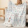 Cute Cartoon Rabbit Plush Flannel Blanket – Machine Washable Soft Cozy Throw for Home, Office Napping, Christmas & Halloween Decor & Warmth