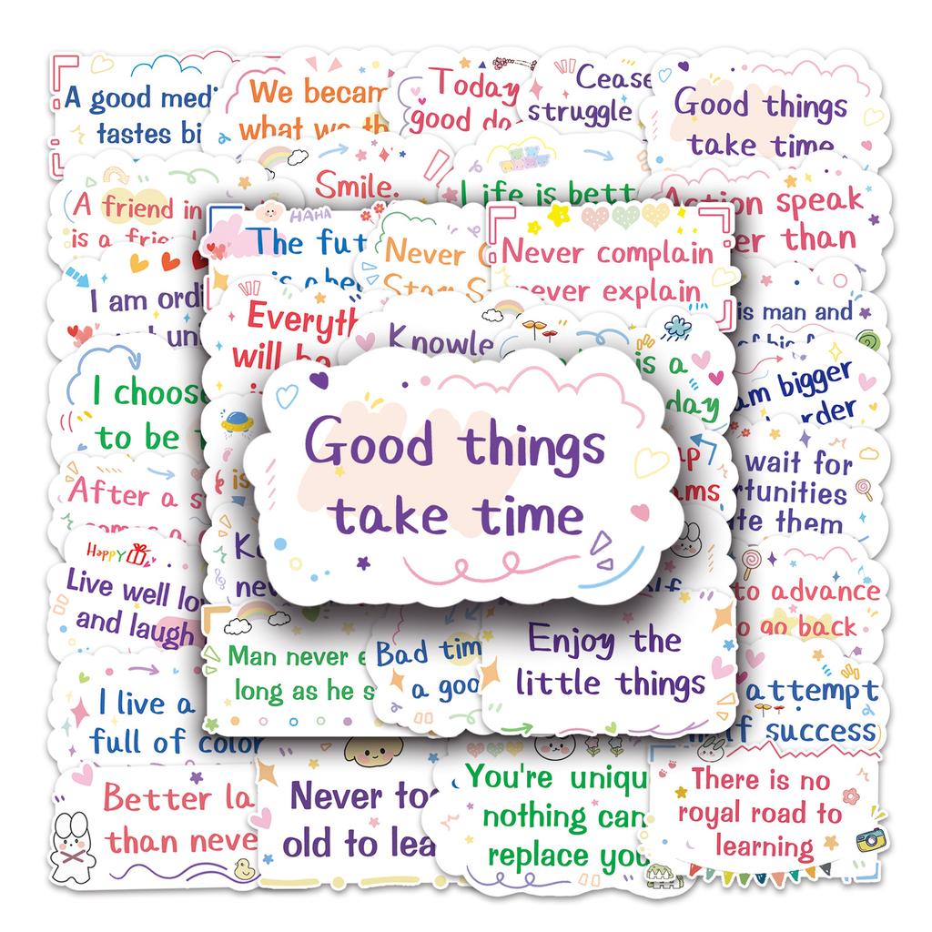 100 Inspirational English Short Sentences Graffiti Personality Cross-border Text Slogan DIY Skateboard Water Cup Suitcase Sticker Waterproof