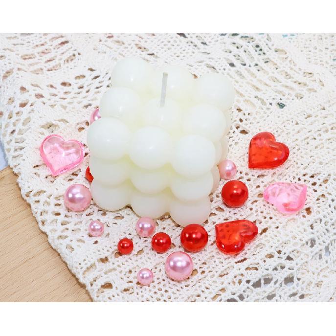 PENTA ANGEL Valentine’s Day Pearl Vase Fillers 150Pcs Pink Red Floating Faux Pearl Beads Acrylic Heart Pieces for Holiday Wedding Home Table