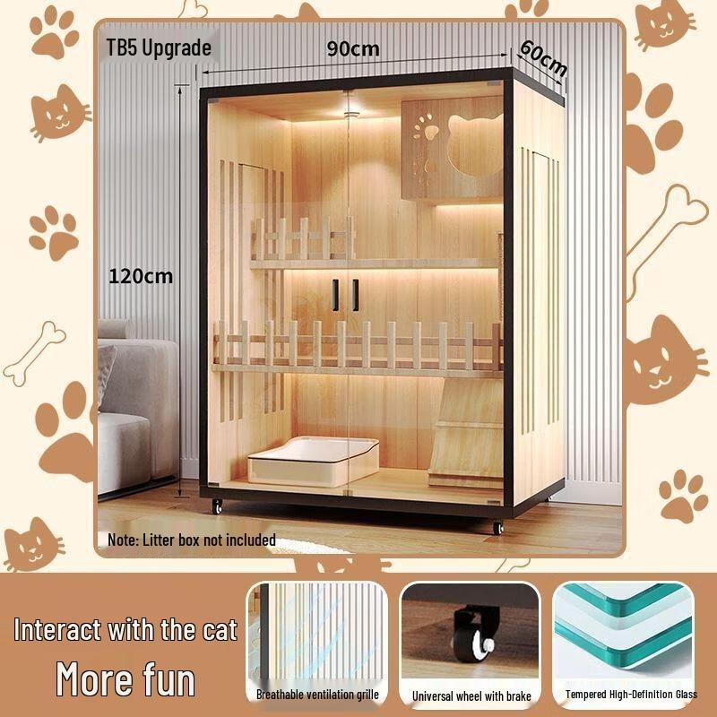 JINGRUIXIANG Wooden Indoor Cat House & Cage