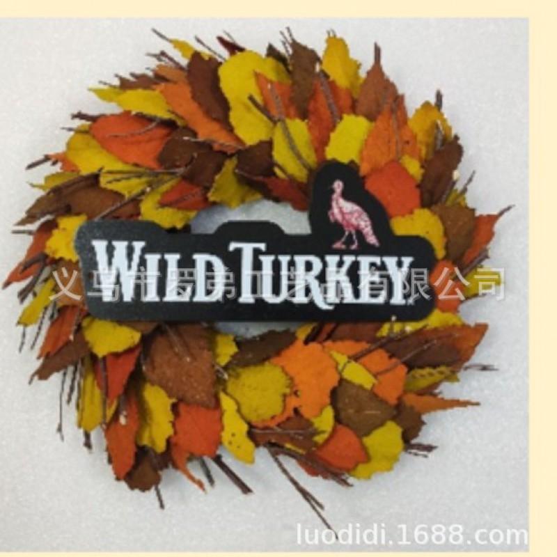 Harvest Wreath With Pumpkins Berries Vine Circle Halloween Thanksgiving Door Decor