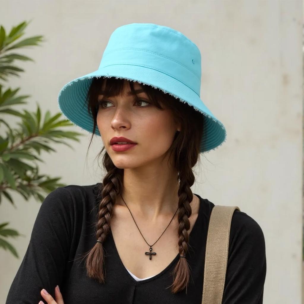 Outdoor Beach Sun Hat For Women Foldable Fisherman Hat Sunproof Bucket Cap With Wide Brims Fashion Headwear Accessory