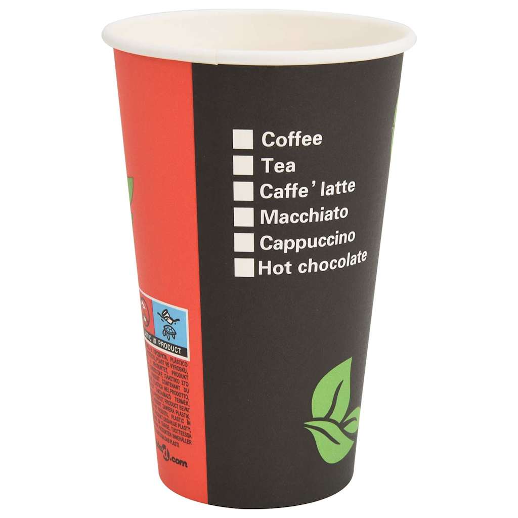 Vidaxl Papierowe Kubki, 1000 Szt., 16Oz, 400Ml, Czerwony I Czarny
