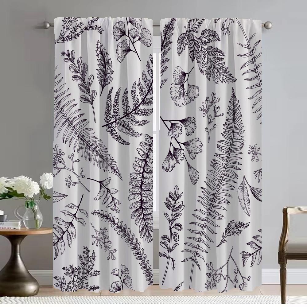Elegant Room Curtains for Camera Black and White Flower Partition Blackout Curtain Halloween Decoration Curtains 2 Pieces Shades