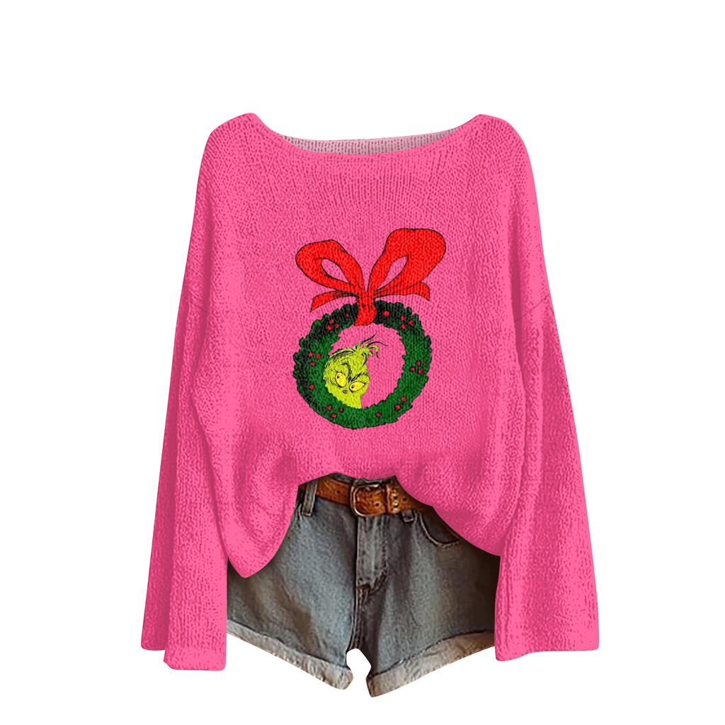 Dame Mote Rund Hals Langermet Pullover Fusk Genser Strikket Pullover Topp