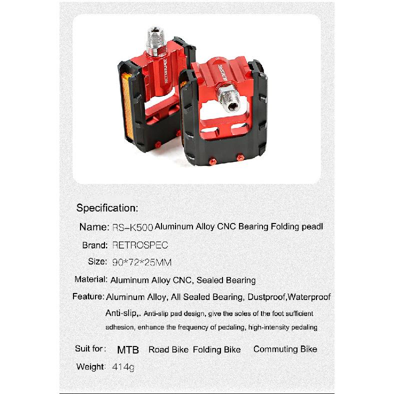 Folding Bike Pedals Foldable Pedal MTB Road Bike Road Bike Anti-Skid Reflective Sealed Bearing Cr-Mo Universal Pedals 9/16