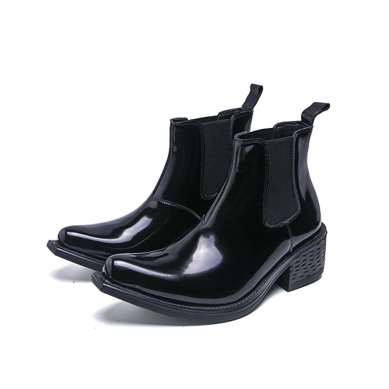 

Men Chelsea Boots PU High Heels Pointed Fashi Classic Black Men Boots 38 чёрный