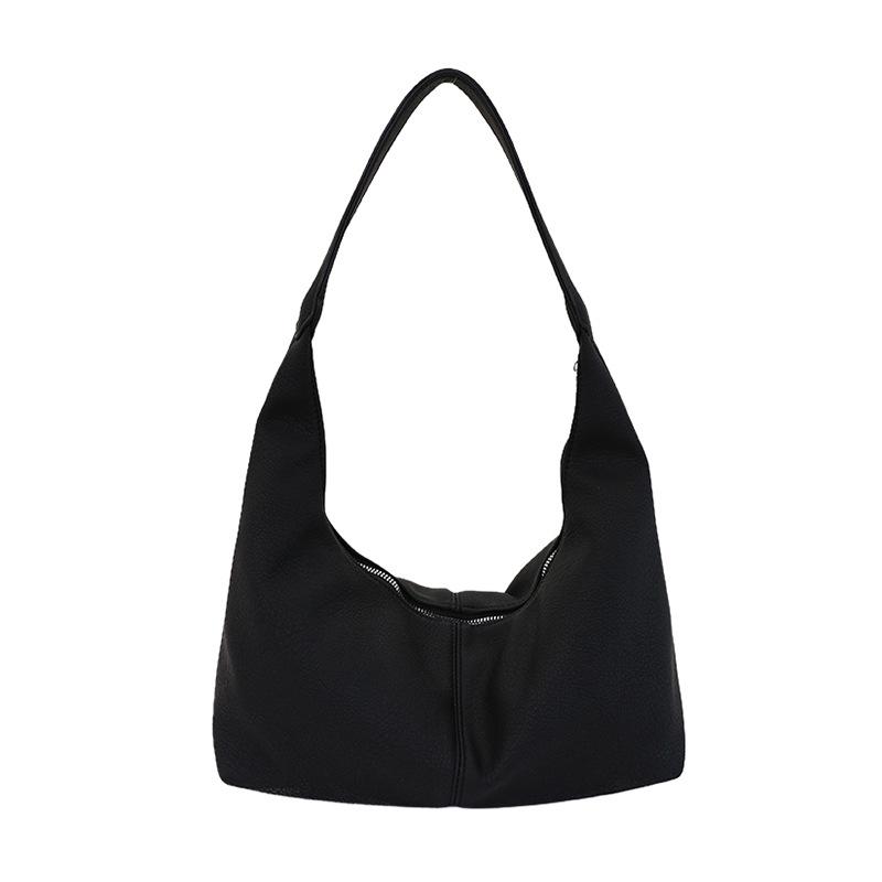High Quality Soft PU Half Moon Shoulder Crossbody Bag Women Large Capacity Lazy Style Fashion Simple Commute Tote Handbag