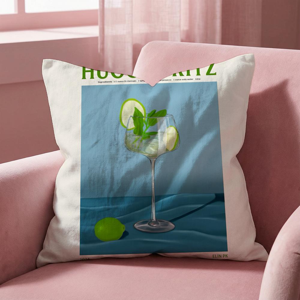 Hugo Spritz Cocktail Cushion Cover Multi-Scene Pillow Cover for Home & Car - Reversible, Soft & Durable for Daily Use