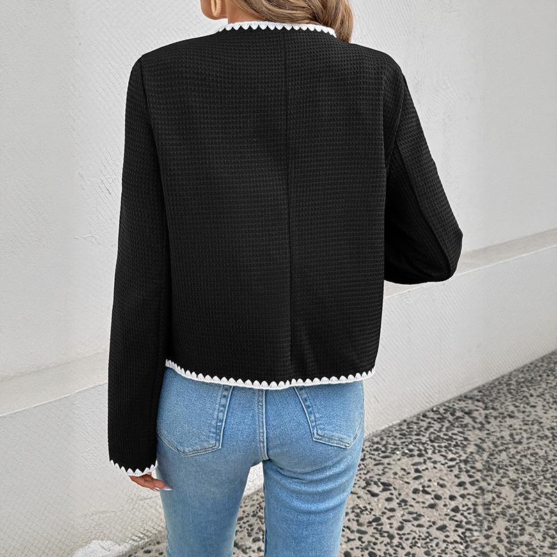 YYFS Women's Fashion Casual Lace Print Autumn Winter Long Sleeve V-Neck Jackets & Coats