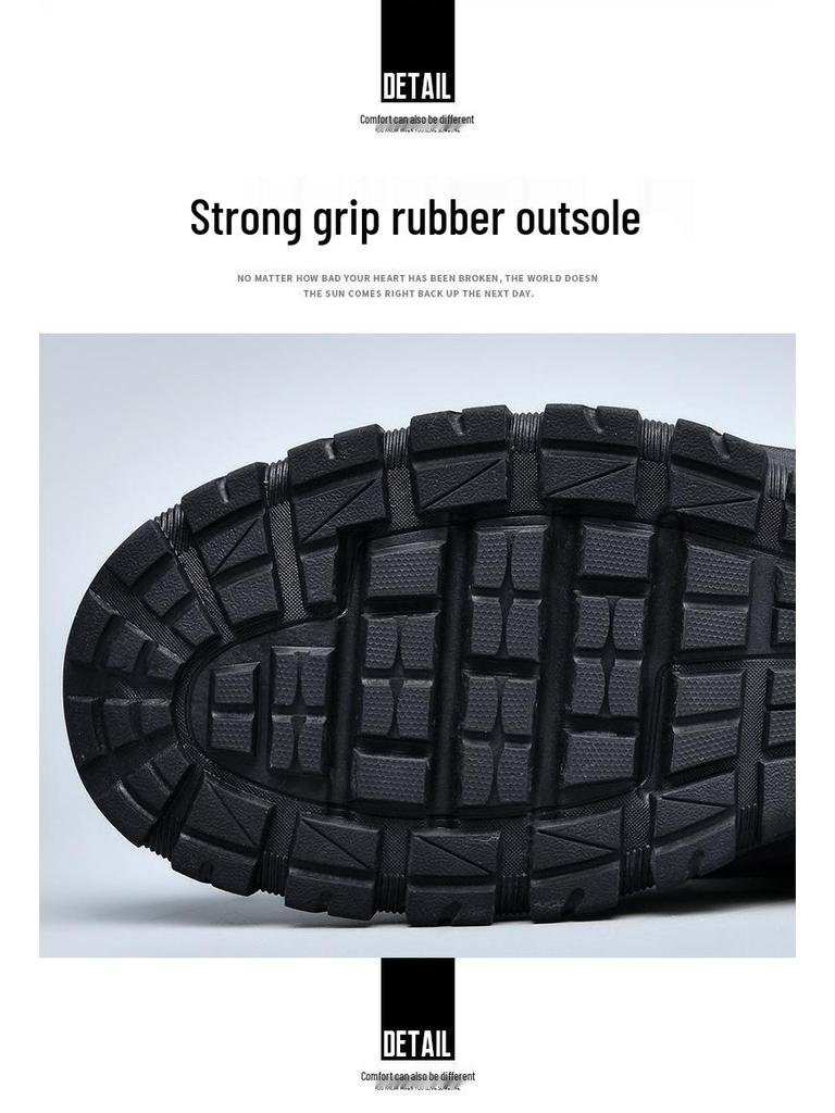 Men's Plus Size Waterproof Combat & Hiking Boots - Wear-Resistant Outdoor High-Tops, Military Desert Off-Road Boots