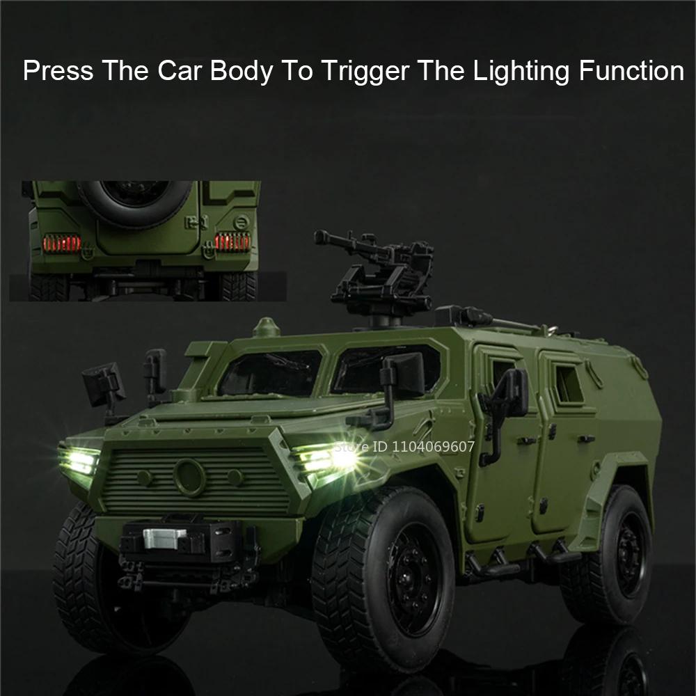 1:18 DongFeng MengShi Car Model Toys Alloy Diecast Military Off-road Cars Pull Back Sound Light Door Opened Boy Educational Toys