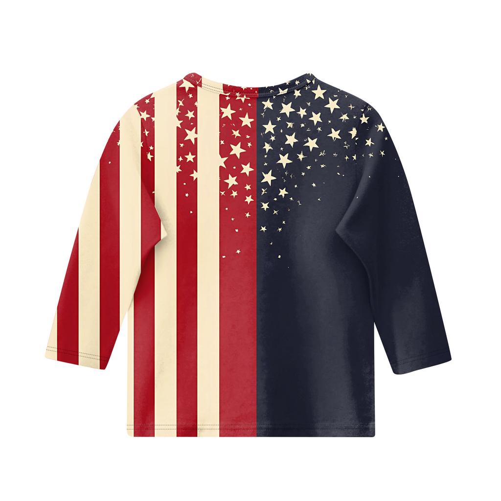 Long Sleeve T Shirt for Girls Crew Neck Pullover Top with Abstract Star and Brush Stroke Print Casual Loose Fit Tee