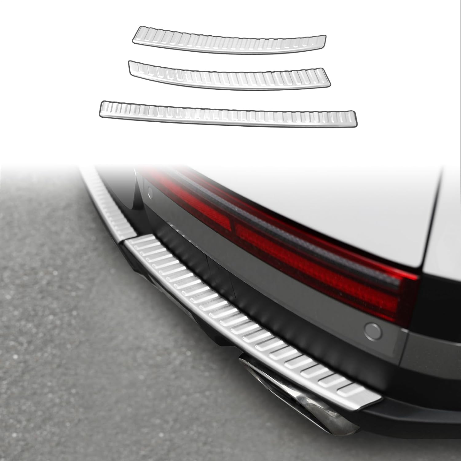 YOUTOOCAR 3 шт. Защитные накладки на задний бампер, совместимые с Hyundai Santa Fe 2024-2025, Аксессуары (Черный глянцевый) серебряный