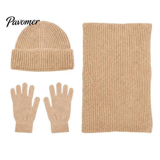 Soft Non Scratchy Winter Warmth Kit Men Knitted Hat Scarf Gloves Set, Solid Color Beanies, Warm Cozy Gift for Knit Cold Weather, Outdoor Skiing Daily