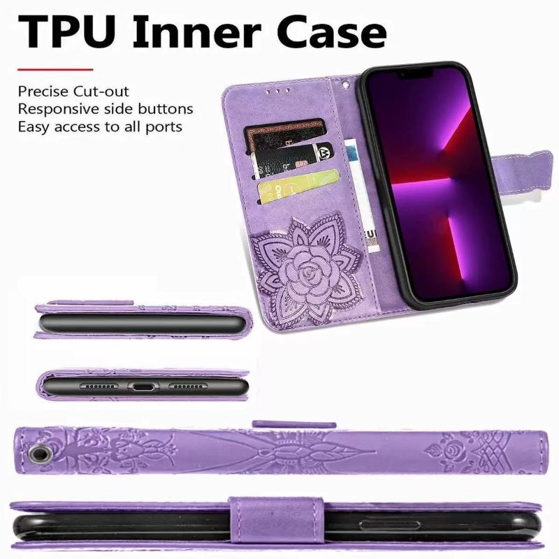 Shockproof Printed Butterfly Leather Flip Wallet Card Holder Case For iPhone 17 Air 16 15 14 13 12 Pro Max Plus 16E Phone Cover