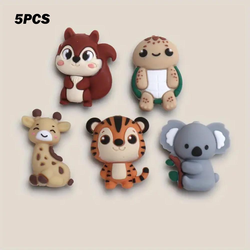 

5/25PCS 3D animal combination silicone bead set, perfect for DIY handmade crafts such as keychains, necklaces, bracelets, etc