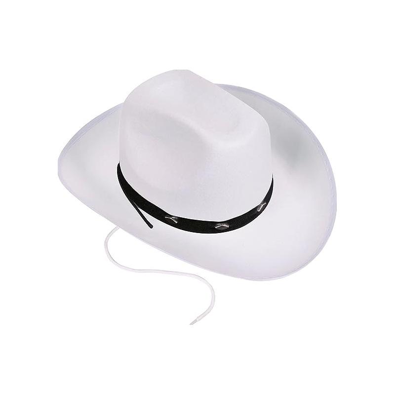 Classic Felt Cowboy Hat, Wide Brim Western Hat with Chin Strap for Costume & Party