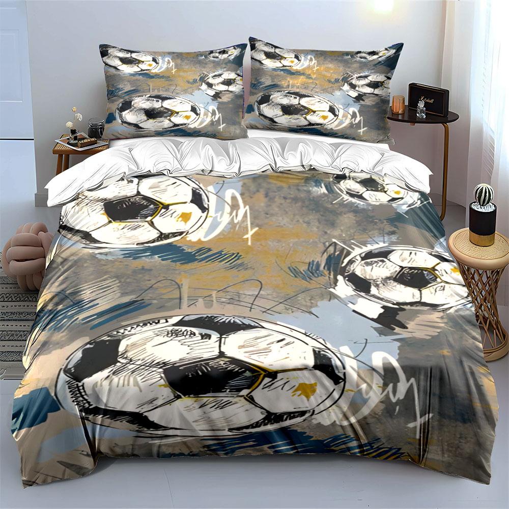 Soccer balls with scribbles. Bedding sets Duvet cover sets Duvet covers Pillowcases(1 * Duvet Cover 2 * Pillowcases without duvet insert)