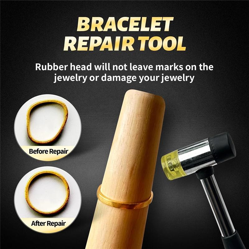 Rubber Mallet Bangle Shaper Tools Wood Bracelet Mandrel Round Plastic Sizer With Jewelers Hammer Jewelry Making Tool