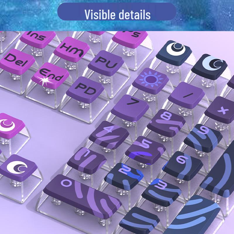 PBT Four-Sided Translucent Dye-Sub Keycaps: Customizable Full Set for Mechanical Keyboards
