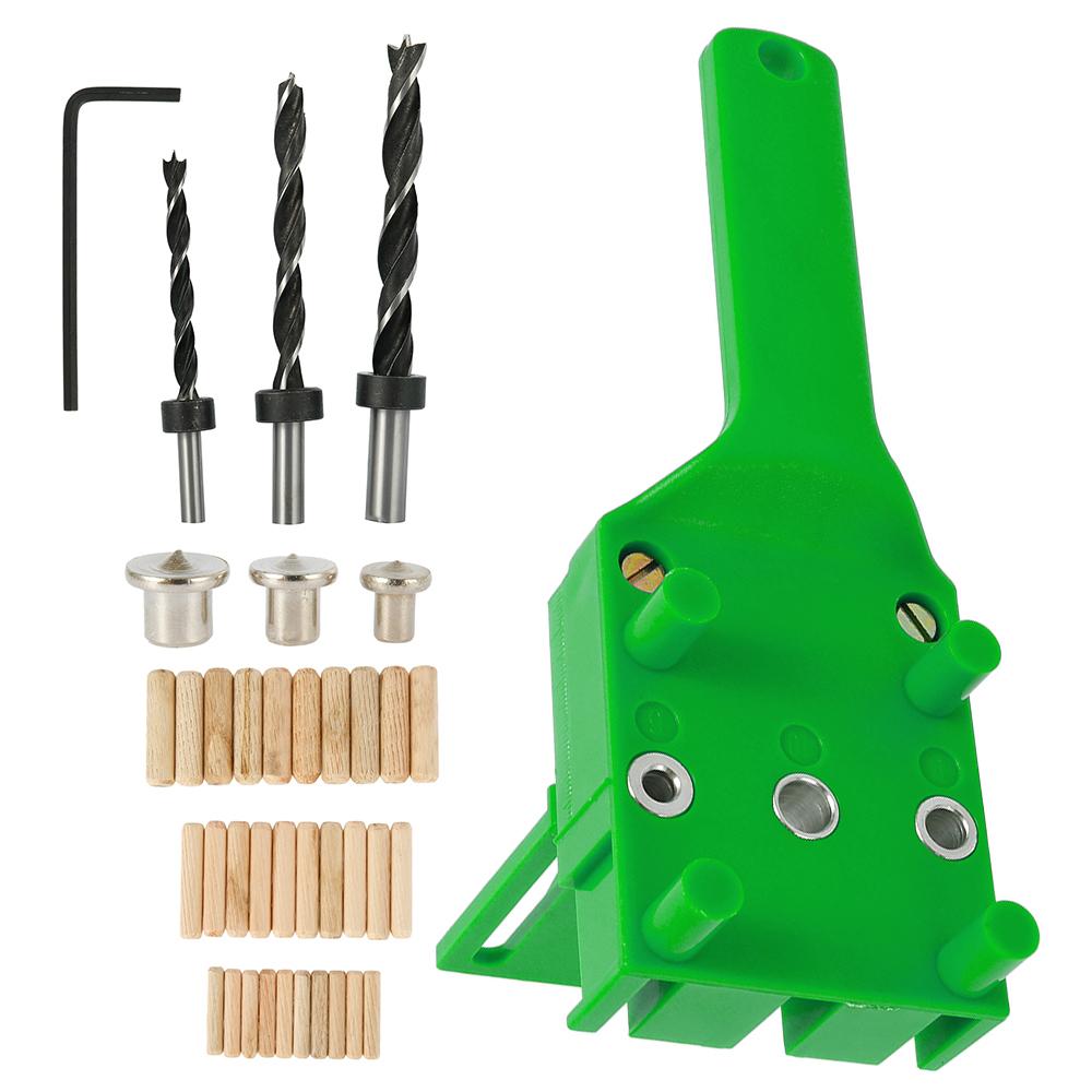 Quick Wood Doweling Jig Plastic ABS Handheld Pocket Hole Jig System 6/8/10mm Drill Bit Hole Puncher For Carpentry Dowel Joints