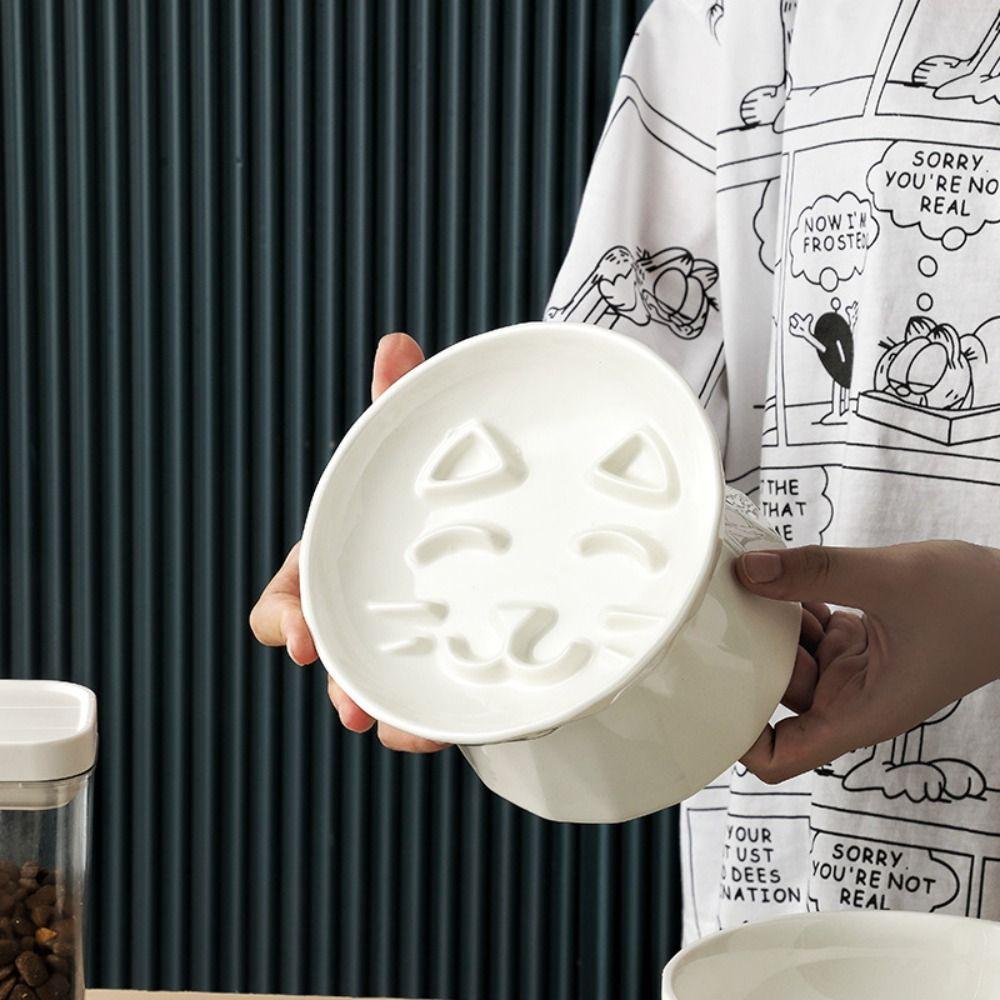 

Creative Cat Slow Food Bowl Ceramic Pet Drinking Feeder Dog Feeding Basin Water Container Style 2