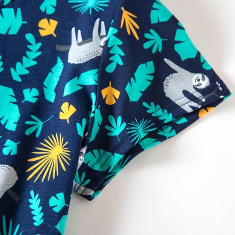 Women Round Neck Short Sleeve Casual Nightdress Printed Loungewear