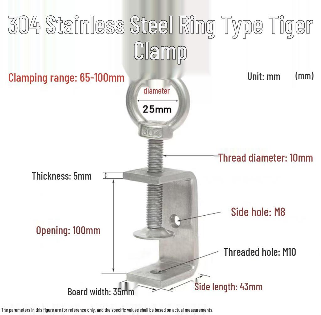 304 Stainless Steel Hand-Tightened U-Type/C-Type Pipe Clamp Fixture