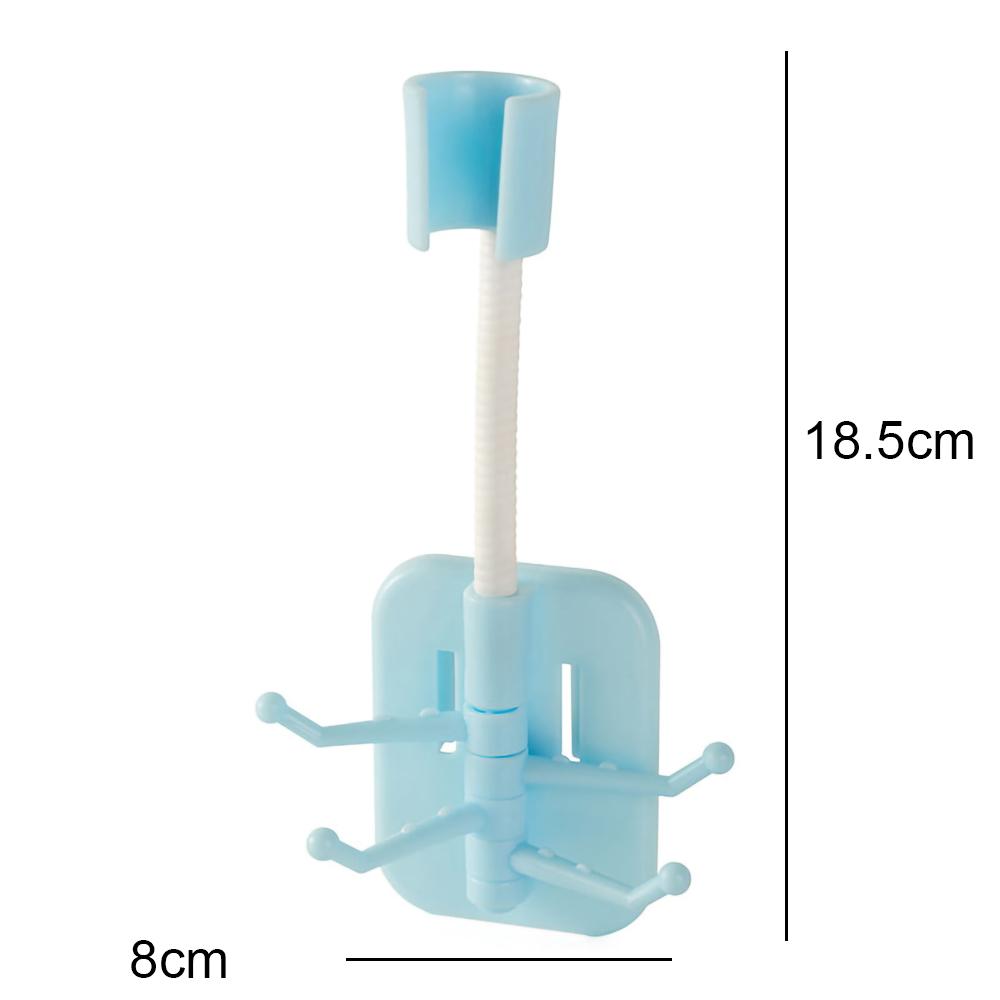 Shower Head Holder 360° Adjustable Strong Self-Adhesive Shower Head Bracket Wall Mount With 4 Hooks Stand Bathroom Universal