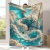 Dragon Lying on Clouds Printed Flannel Blanket, Digital Printing, Suitable for All Seasons, Multi-purpose, Stylish Design, Birth