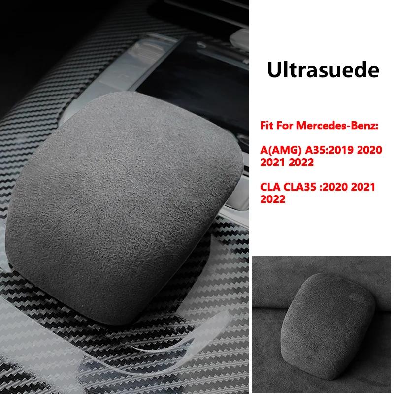Car Gear Shift Knob Cover Ultrasuede Protective Shell For Mercedes-Benz A(AMG) A35 - CLA CLA35 - Auto Accessorie Black For Benz