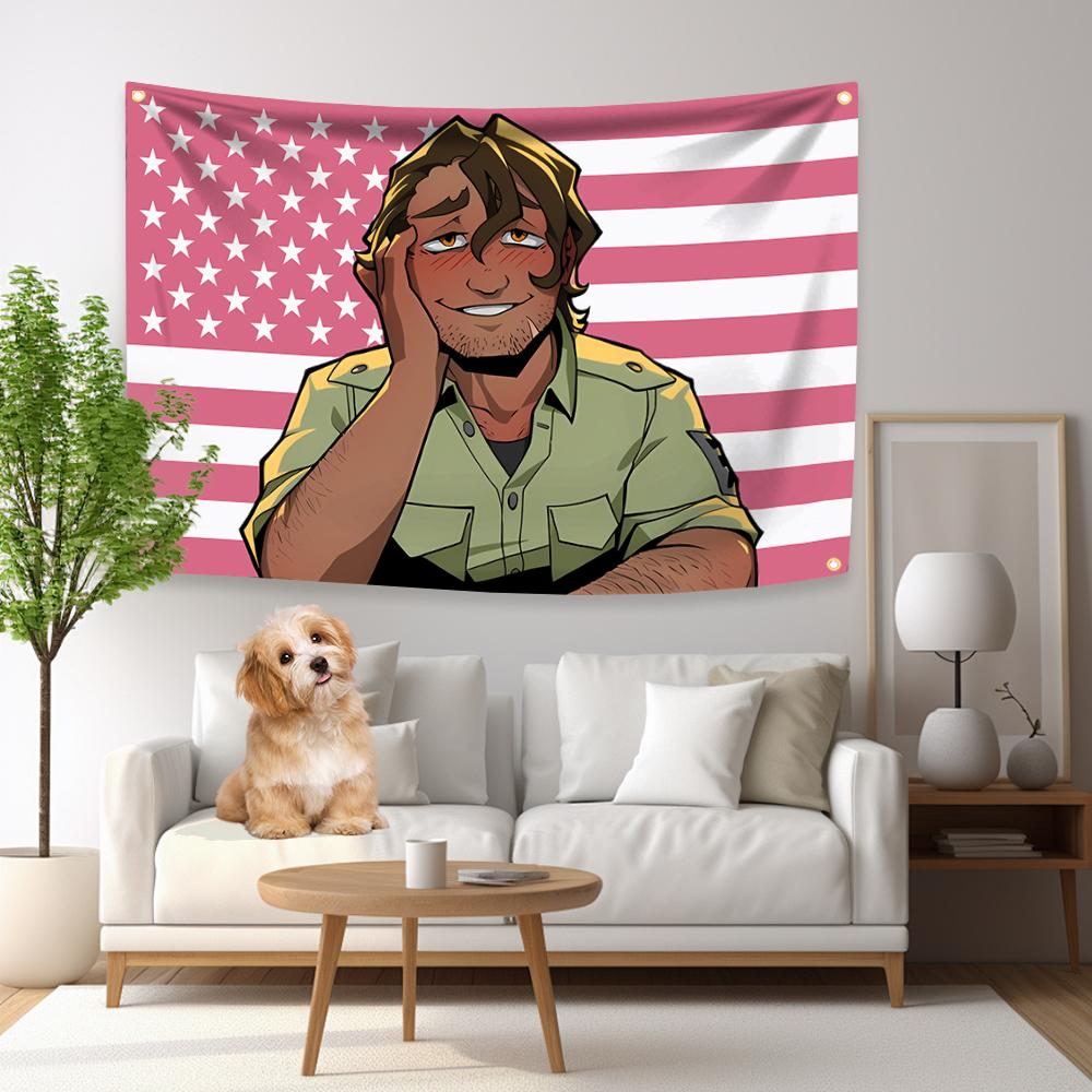 Strades American Flag 4 Holes Anime Game BTD Tapestry For Living Room Home Dorm Decor Art Home Decor Banner Indoor Outdoor