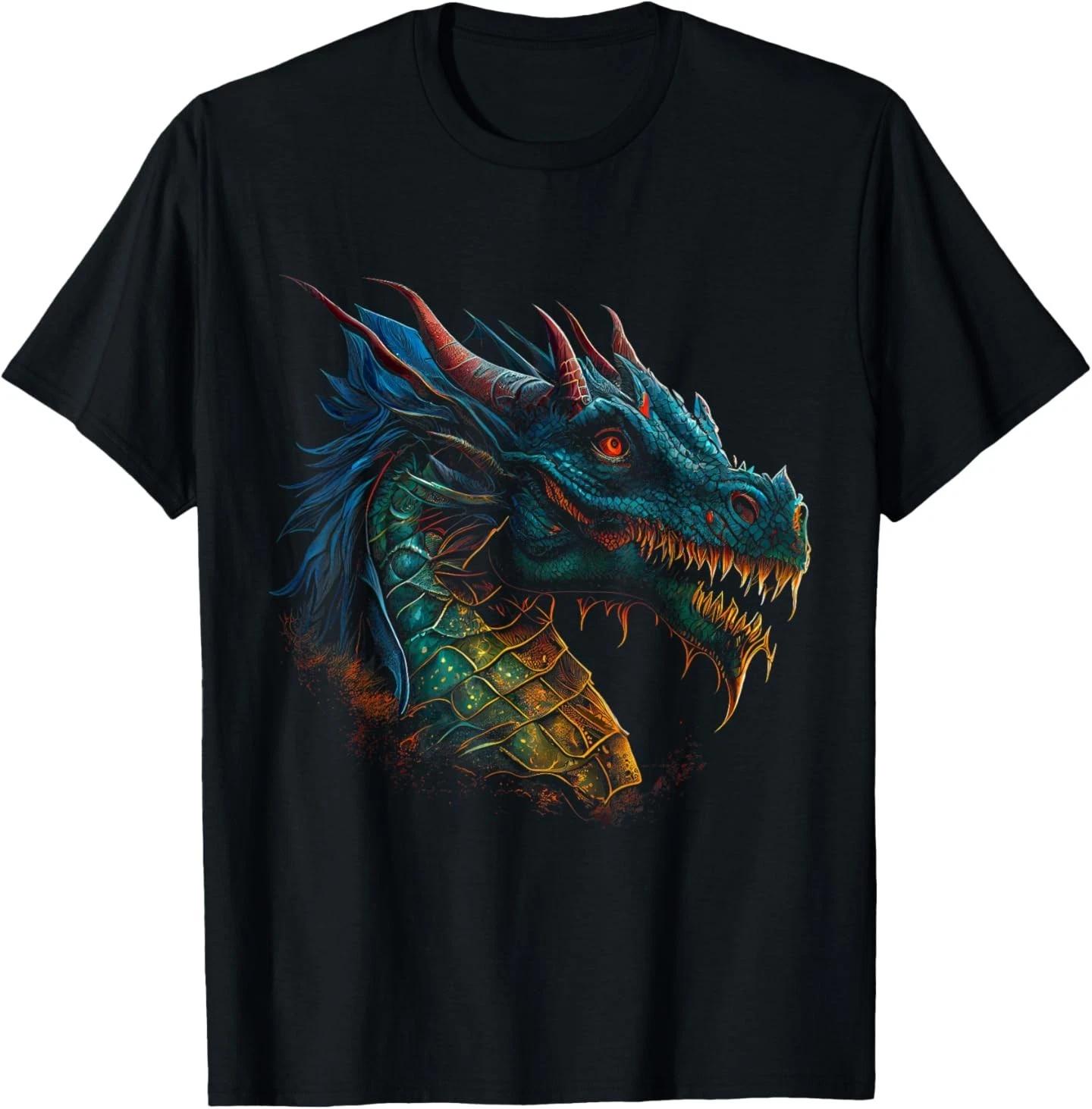 

Beautiful Blue & Red Dragon Lover Fantasy Art Sharp Teeth T-Shirt 3XL