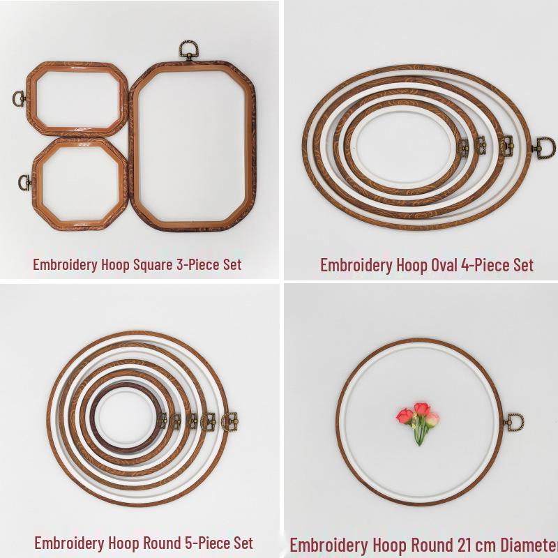 Plastikowa tamborek w stylu vintage: Drewniana rama do haftu krzyżykowego 22cm do zawieszenia na ścianie