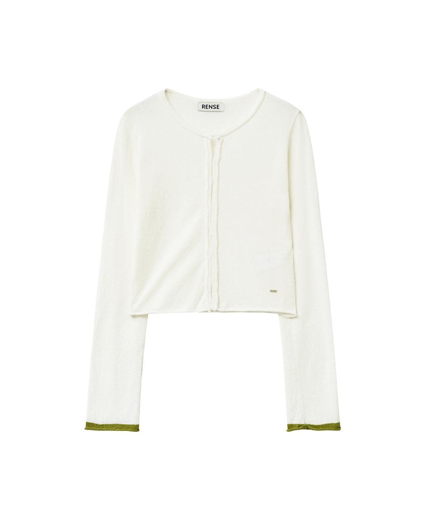 Lense Hook Boucle Cardigan Ivory