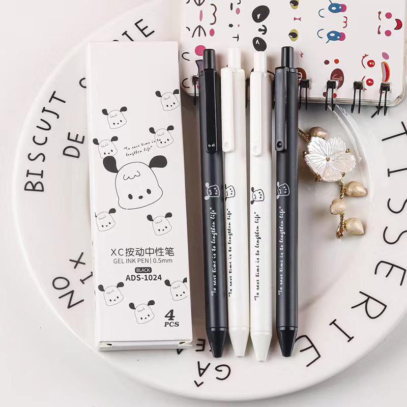 

4Pcs Cute Cartoon Neutral Pen High Appearance Simple Pressing Gel Pen Creative Smooth Writing Signature Pen School Supplies
