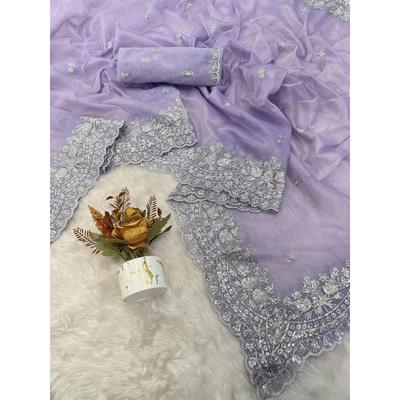 Soft Fabrics with Embroidery C Pallu Work with Cut Work Border Saree