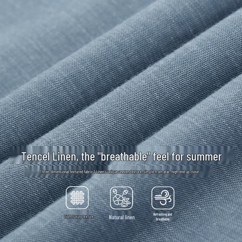 FIRS Men's Tencel Linen Short Sleeve Business Casual Shirt