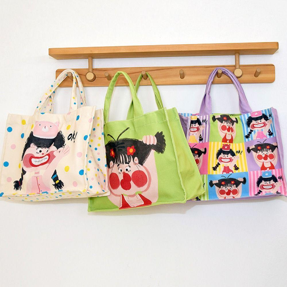 

Portable Lunch Pouch Cartoon Printed Handbag Fashion Tote Bag