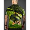 Mens Vibrant Fish Print Casual T-Shirt - Breathable Slight Stretch Polyester Crew Neck Tee for Outdoor Perfect for Summer