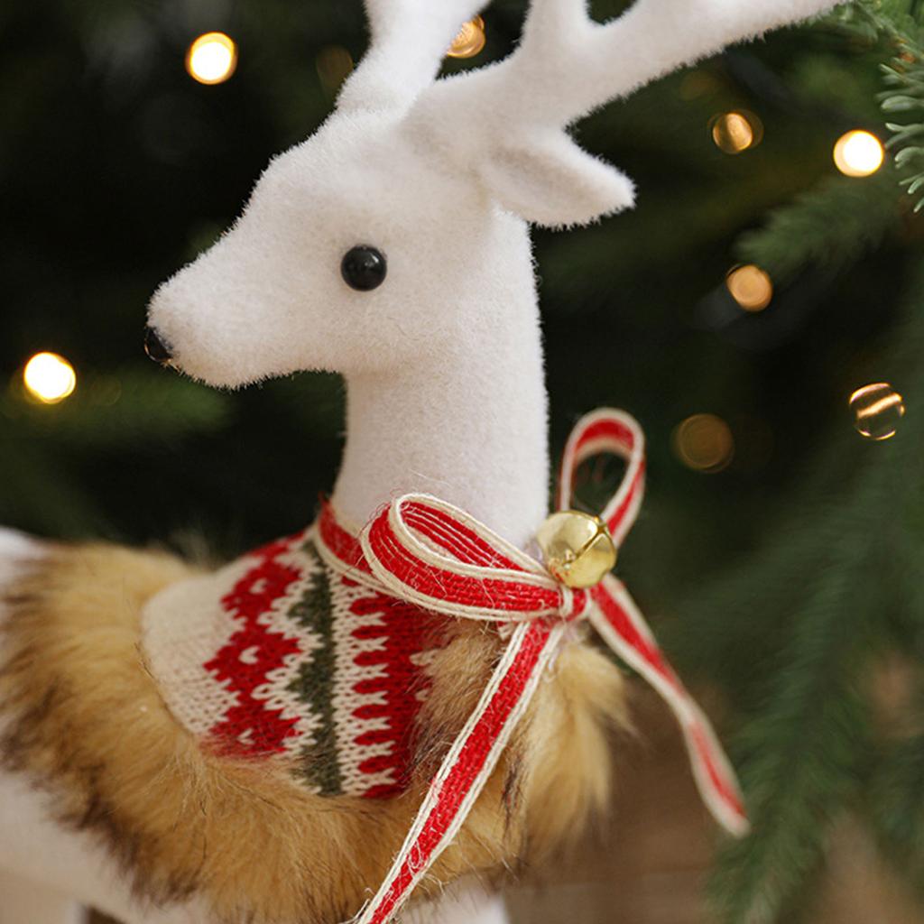 Realistic White Reindeer Ornament Durable White Reindeer Figurine Ornament For Christmas Window And Table Display