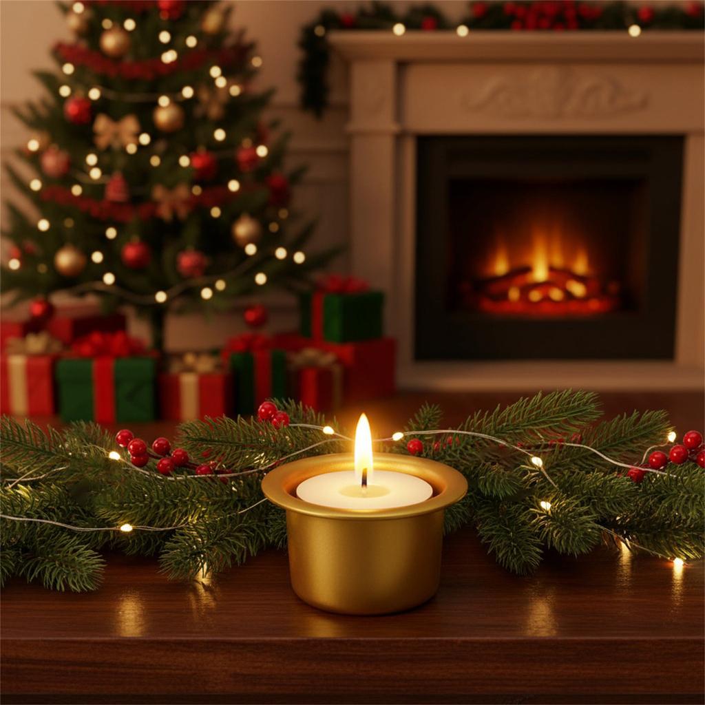 Modern Holiday Candle Cup With Polishing Aluminum Finish Candlestick Liners Case For Christmas Dining Room Decorations