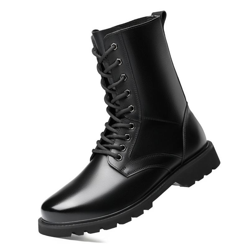 Martin boots men's autumn and winter cowhide high-top boots, British style trend biker boots, non-slip cargo boots