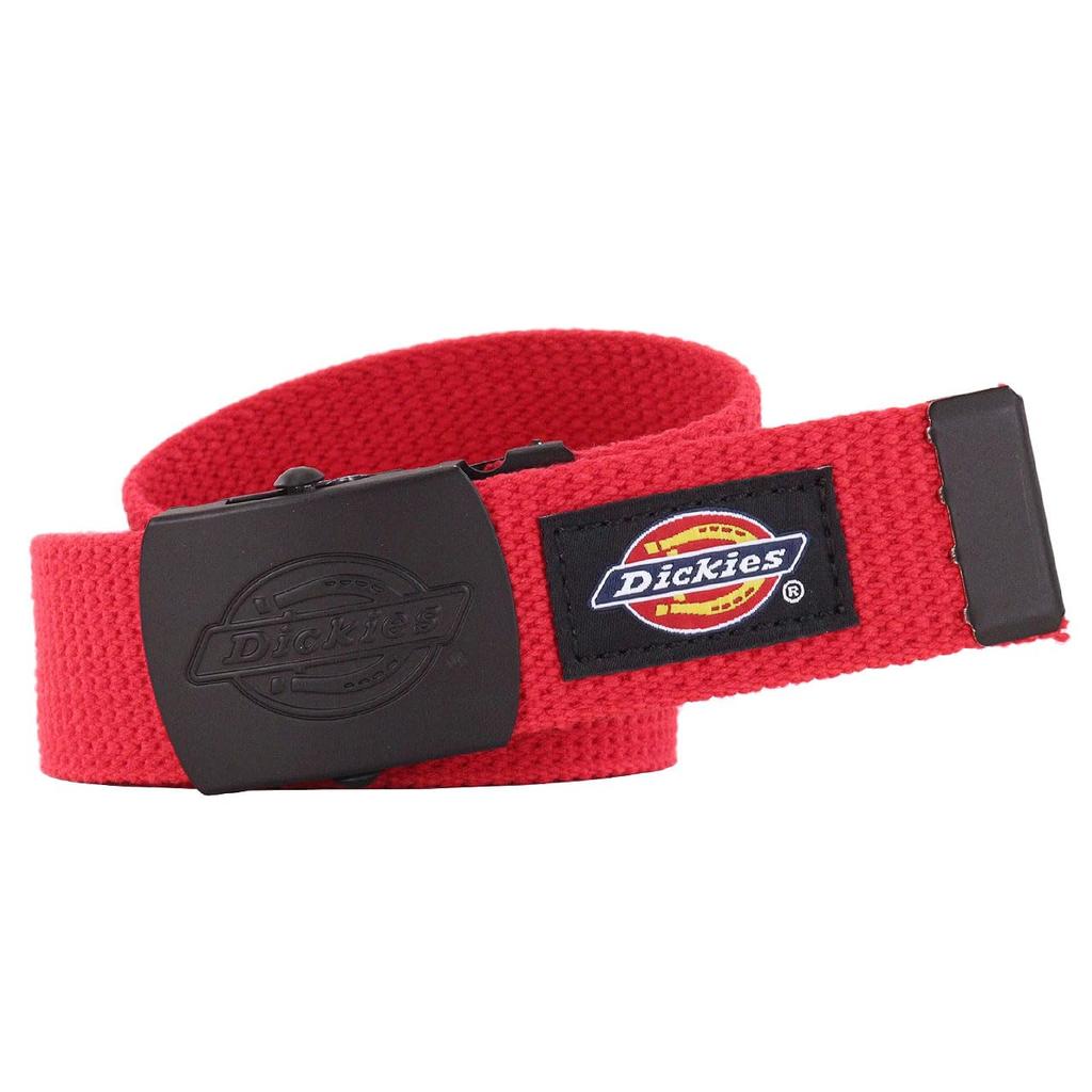 Dickies GI Belt Gacha Belt 32mm Width Double Logo Black Buckle Limited Edition DS0112ZN Cotton Blend Belt Red (07)