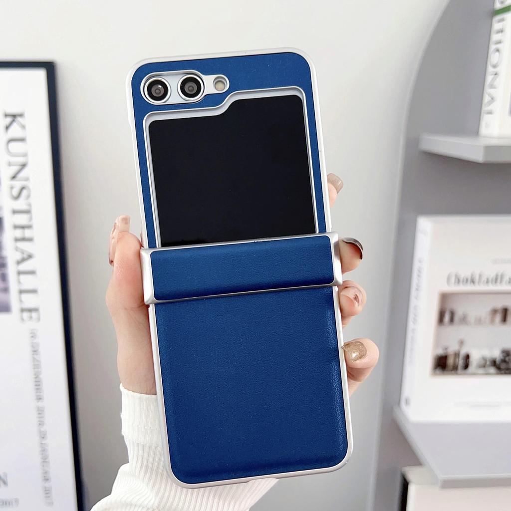 Samsung Z Flip 7 Metallic Morandi Leather Texture Protective Case