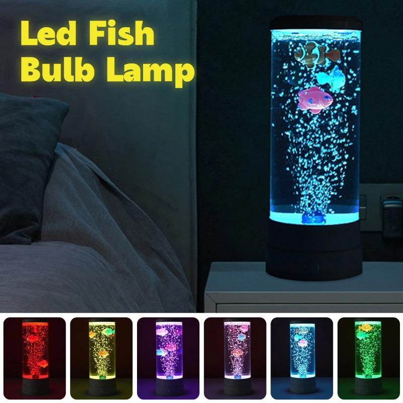 Touch Control LED Fish Bubble Lamp Multi Color Changing Simulated Aquarium Night Light USB Powered Home Desk Bedroom Decor