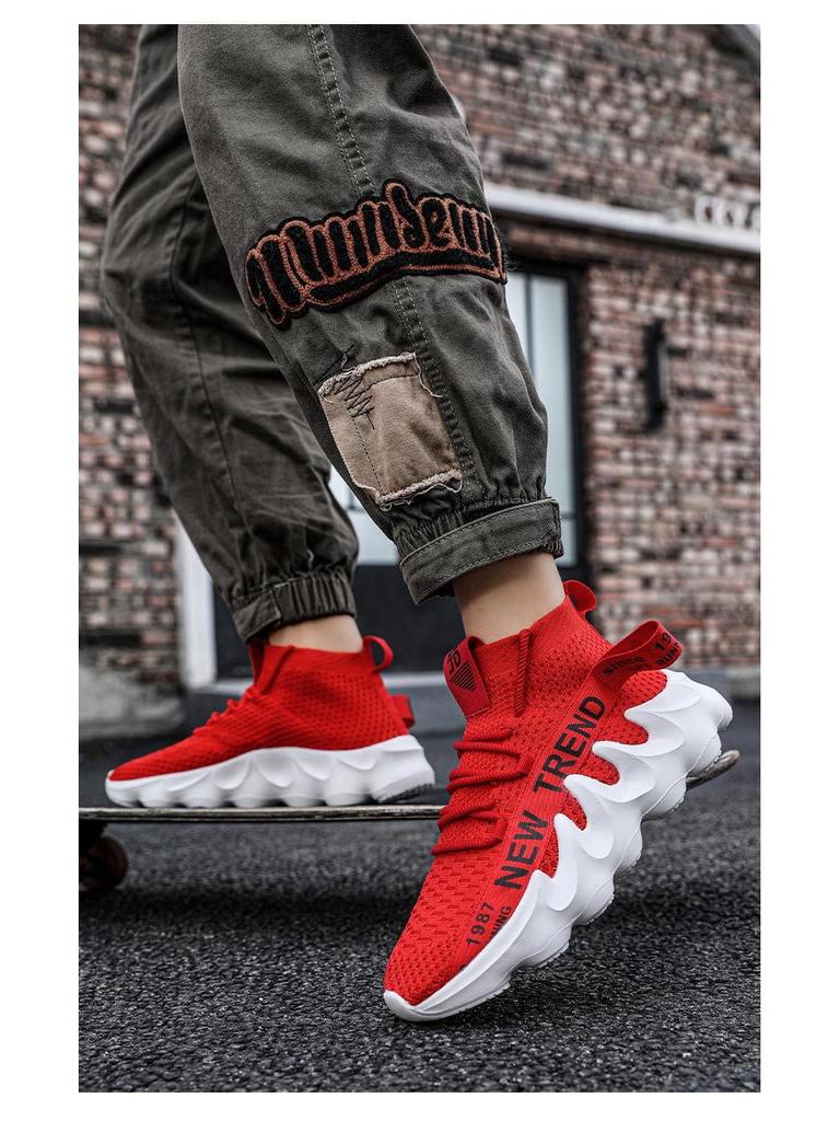 Koreanischer Stil Herren Übergröße Leichte Atmungsaktive Socken-Sneaker - Trendige Lässige Vulkan-Sportschuhe