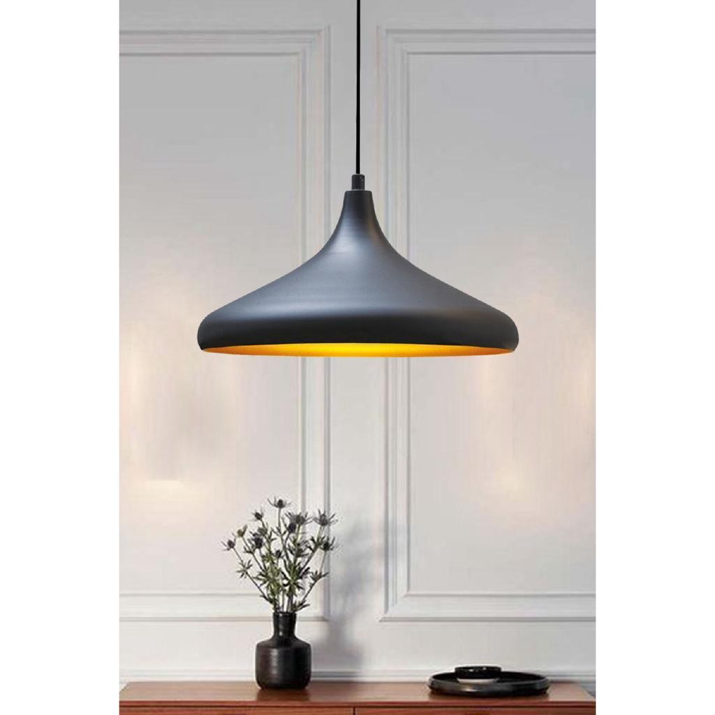 Champion Black Chandelier - Aluminum 35 Cm Diameter Cafe Rustic Pendant Kitchen Lounge Lamp Models